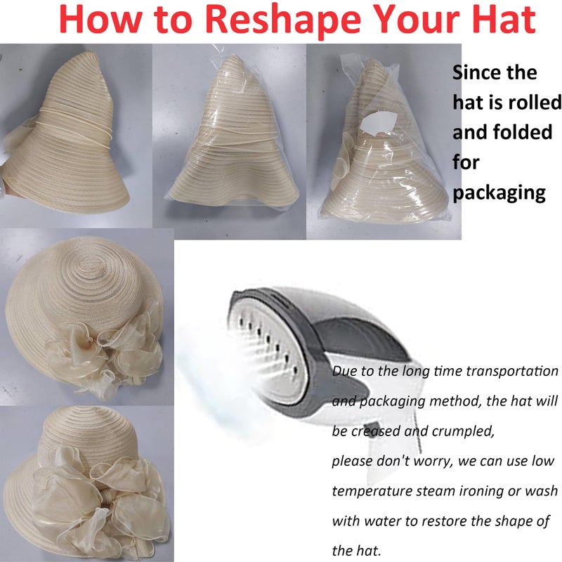 UTOWO Kentucky Organza Sun Hat Summer Derby Hat Women Bowler Church Fascinators for Tea Party Wedding Cocktai - Image 4