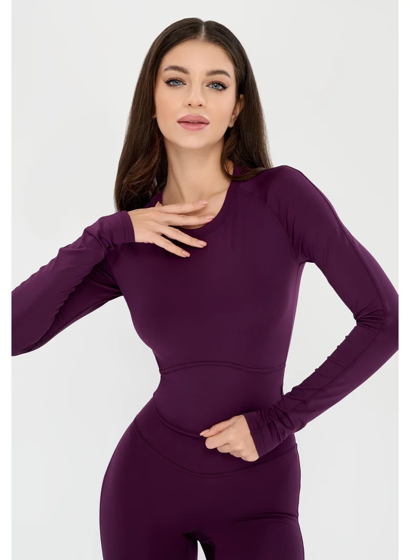 Bona Fide Base Rash Purple Bona Fide Women’s Compression Workout Top – Long Sleeve Breathable Gym Crop Shirt for Women | Best Price UAE