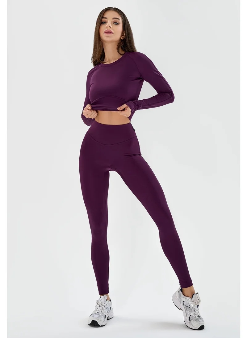 Bona Fide Base Rash Purple Bona Fide Women’s Compression Workout Top – Long Sleeve Breathable Gym Crop Shirt for Women | Best Price UAE
