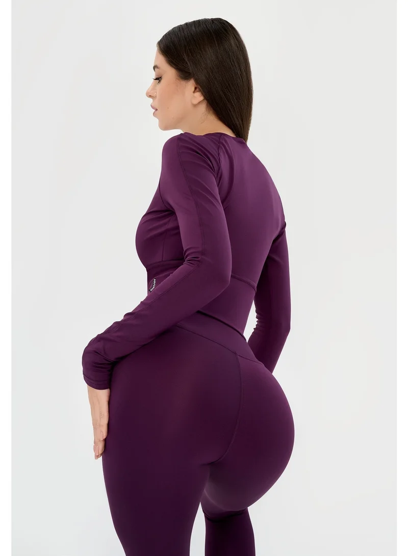 Bona Fide Base Rash Purple Bona Fide Women’s Compression Workout Top – Long Sleeve Breathable Gym Crop Shirt for Women | Best Price UAE