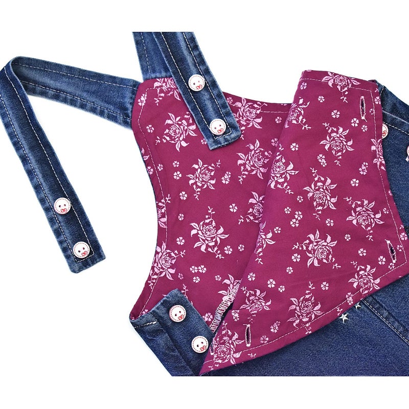 Peacolate 3months-3Years Baby Girls Denim Overalls Embroidery Bib Pants Jeans Jumpsuit(6-9Month,Fairy) - Image 4