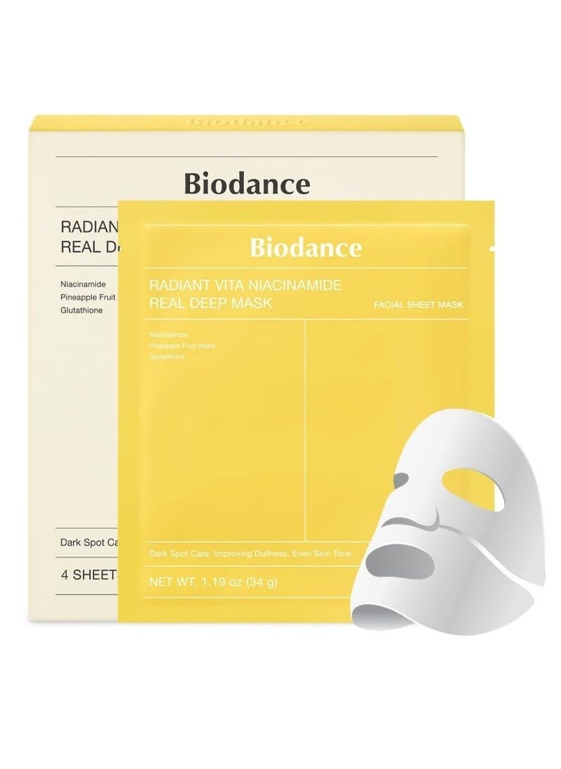 BIODANCE - Vitamin C Deep Mask, Antioxidant, Brightens Skin Tone, Helps Skin Become Tender and Bright, 34g x 4pcs - Image 1