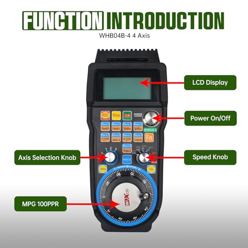 CNCTOPBAOS 4 Axis USB Mach3 Handwheel Controller Remote Hand Control CNC Handwheel Manual Pulse Generator for CNC Router Lathe Engraving Milling Machine (WHB04B-4) - Image 3