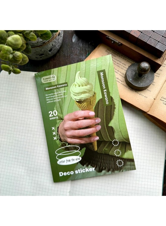 Sajani Vintage Decorative Sticker Book, Paper Cutout & Sticker Book with Paper Sticker, Aesthetic Deco Sticker Book for Scrapbooking & Creative Journaling (Pack of 1) (Monsoon Icecream) - Image 1