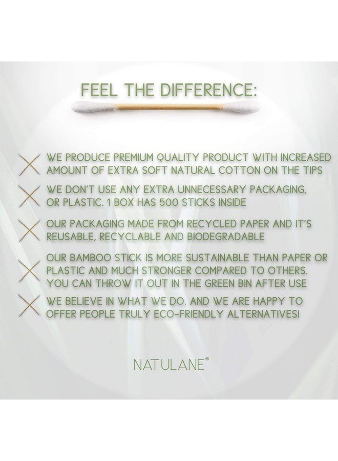NATULANE Premium 500 Biodegradable Bamboo Cotton Swabs | Zero Waste Disposable Products | Compostable Q Tips For Ears | Plastic Free Makeup Swab | Safety Wooden Ear Sticks | Eco Friendly Eye Cleaning Utensils - Image 5