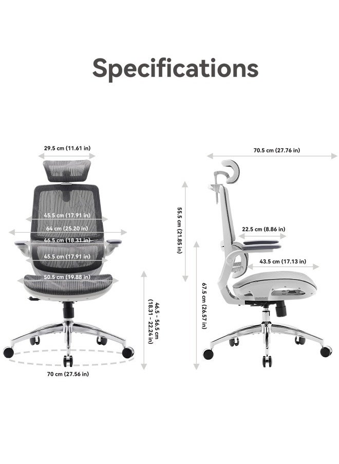 SIHOO SIHOO M59AS-M301 Ergonomic Office Chair, Upgrade the large cushions,Breathable Mesh Desk Chair with Dual Back Design, Swivel Task Chair, Adjustable Height Gaming Chair(Grey)  - Image 2