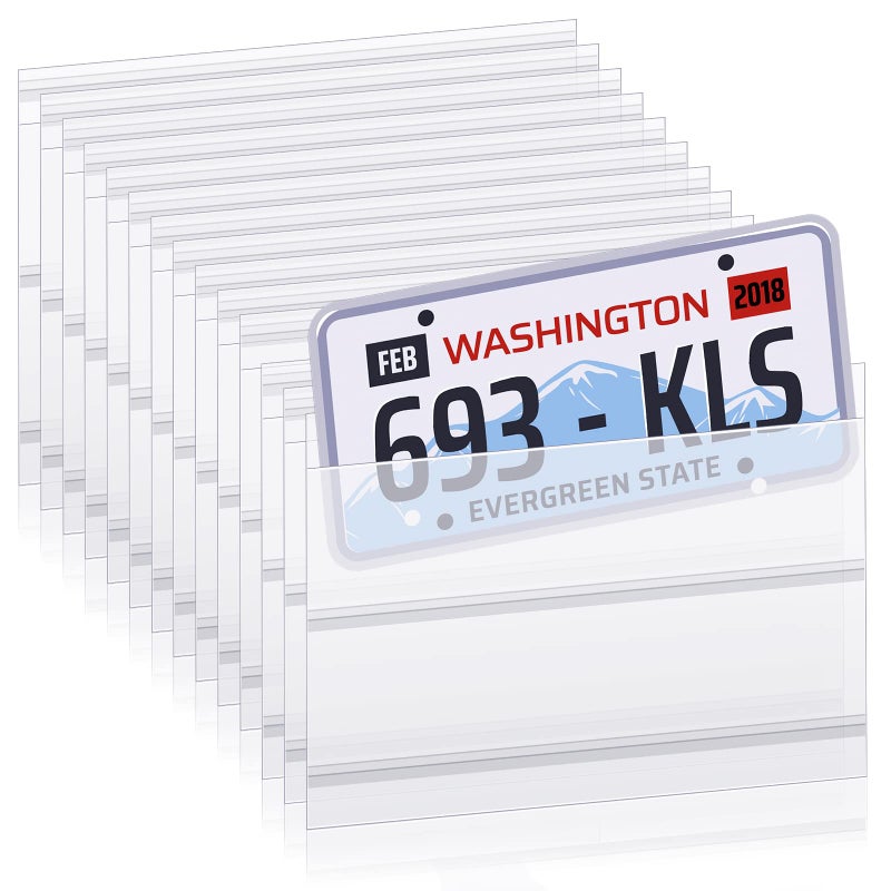 Fiada 200 Pcs License Plate Protector Plate Cover Temporary Tag Cover for License Holder Dealer Tag with Adhesive for Car Auto Dealership, 8 Mil, 11.8 x 7.5 Inches - Image 1