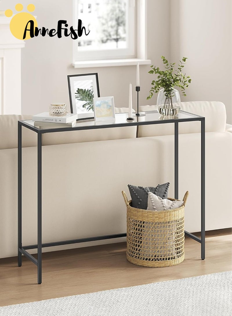 AnneFish 100*30*90 cm Tempered Glass Tabletop Console Table Simple Sofa Table Home Coffee Corner Display Shelf Entryway Table For Couch Hallway Entrance Living Room - Image 1