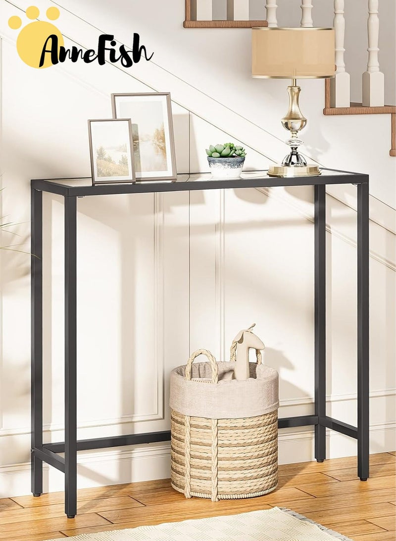 AnneFish 100*30*90 cm Tempered Glass Tabletop Console Table Simple Sofa Table Home Coffee Corner Display Shelf Entryway Table For Couch Hallway Entrance Living Room - Image 3