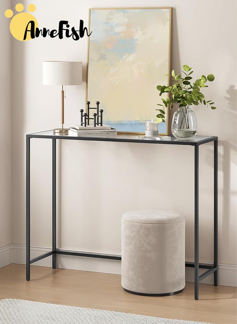 AnneFish 100*30*90 cm Tempered Glass Tabletop Console Table Simple Sofa Table Home Coffee Corner Display Shelf Entryway Table For Couch Hallway Entrance Living Room - Image 4