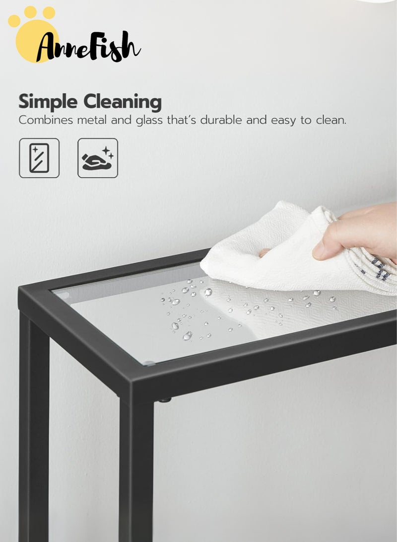 AnneFish 100*30*90 cm Tempered Glass Tabletop Console Table Simple Sofa Table Home Coffee Corner Display Shelf Entryway Table For Couch Hallway Entrance Living Room - Image 5