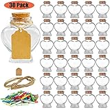 Folinstall 30 Pieces Heart Shaped Small Glass Jars with Cork Lids, Glass Favor Jars for Wedding Decoration, DIY, Home, - Image 1