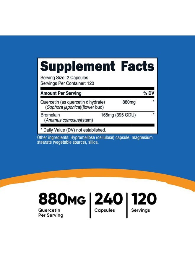 Nutricost Quercetin 880mg, 240 Vegetarian Capsules with Bromelain (165mg) - 120 Servings (440mg Quercetin Per Cap) - Gluten Free, Non-GMO - Image 2
