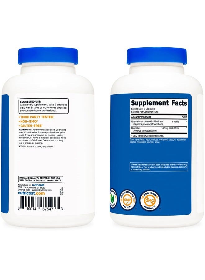Nutricost Quercetin 880mg, 240 Vegetarian Capsules with Bromelain (165mg) - 120 Servings (440mg Quercetin Per Cap) - Gluten Free, Non-GMO - Image 4