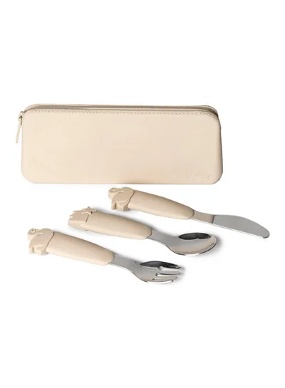 Citron Silicone Cutlery Set With Pouch Ballerina - Eco - Friendly Utensils For On - The - Go - Dining