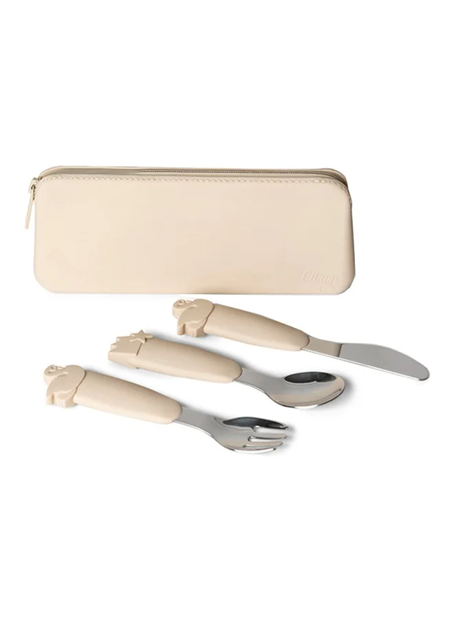 Citron Silicone Cutlery Set With Pouch Ballerina - Eco - Friendly Utensils For On - The - Go - Dining