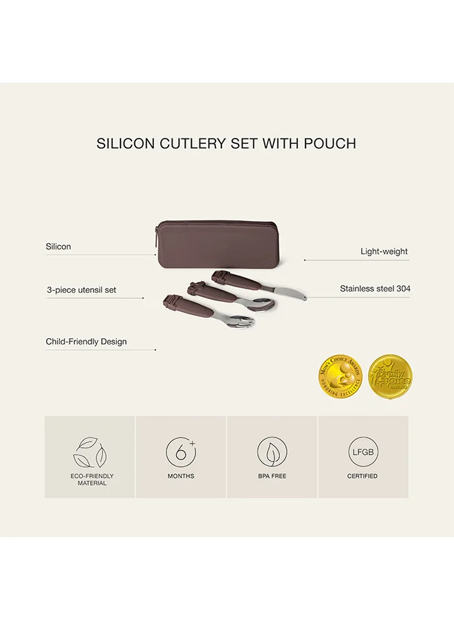 Citron Silicone Cutlery Set With Pouch Ballerina - Eco - Friendly Utensils For On - The - Go - Dining