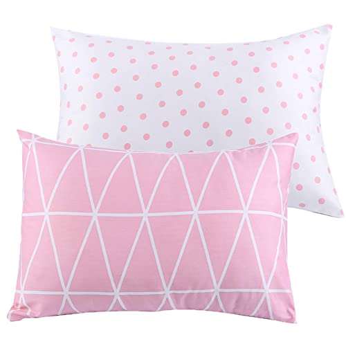 Kids Toddler Pillowcases 2 Pack Pillow Cover Pillowslip Case Fits Pillows sizesd 13 x 18 or 12x 16 for Kids Bedding Pillow Cover Baby Crib Pillow Cases Pink LinkDot  by UOMNY