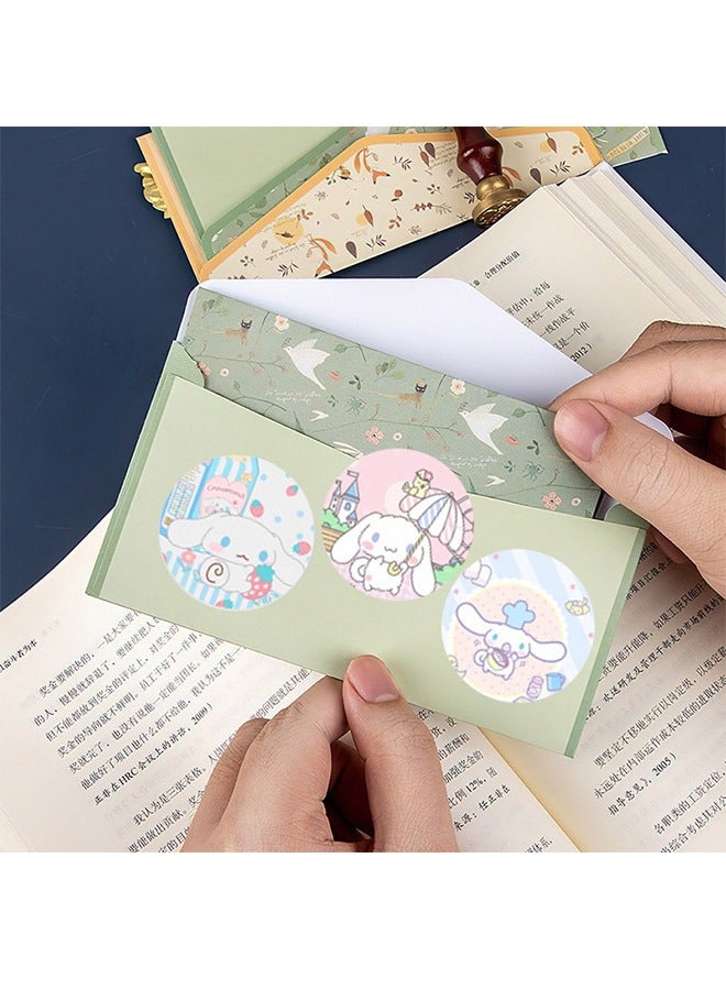 500 PCS Cinnamoroll Dog Decoration Cartoon Stickers, Diameter 1 Inch Round Self Adhesive Label DIY Manual Envelope Seal Stickers Roll for Cards Gift Envelopes Boxes (Blue+White) - Image 3
