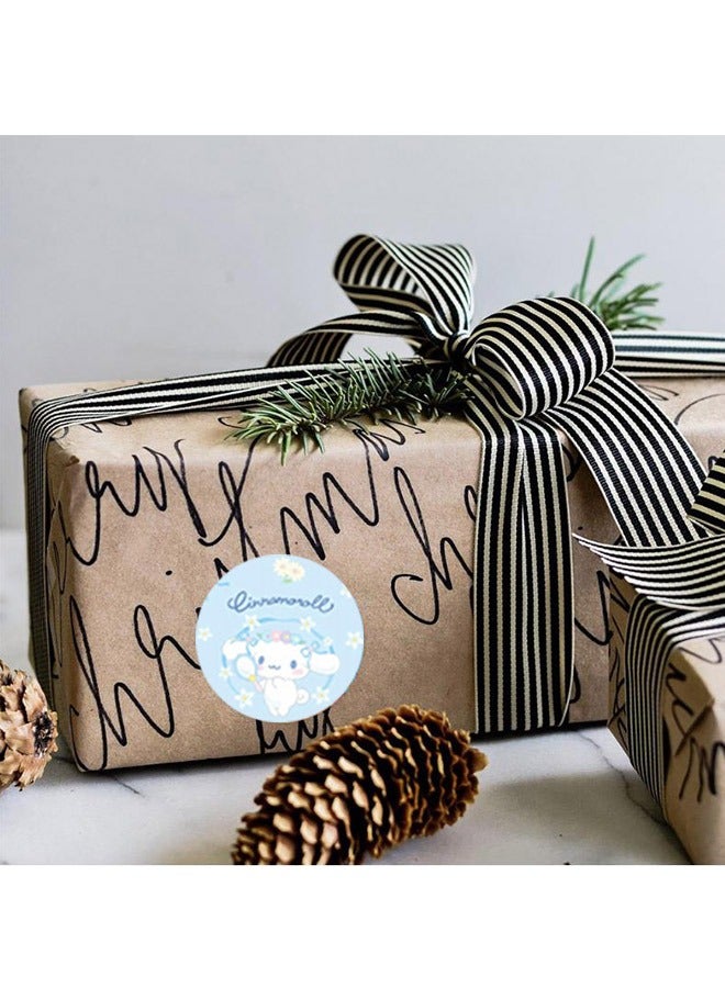 500 PCS Cinnamoroll Dog Decoration Cartoon Stickers, Diameter 1 Inch Round Self Adhesive Label DIY Manual Envelope Seal Stickers Roll for Cards Gift Envelopes Boxes (Blue+White) - Image 4