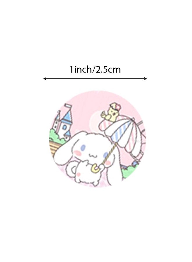 500 PCS Cinnamoroll Dog Decoration Cartoon Stickers, Diameter 1 Inch Round Self Adhesive Label DIY Manual Envelope Seal Stickers Roll for Cards Gift Envelopes Boxes (Blue+White) - Image 2