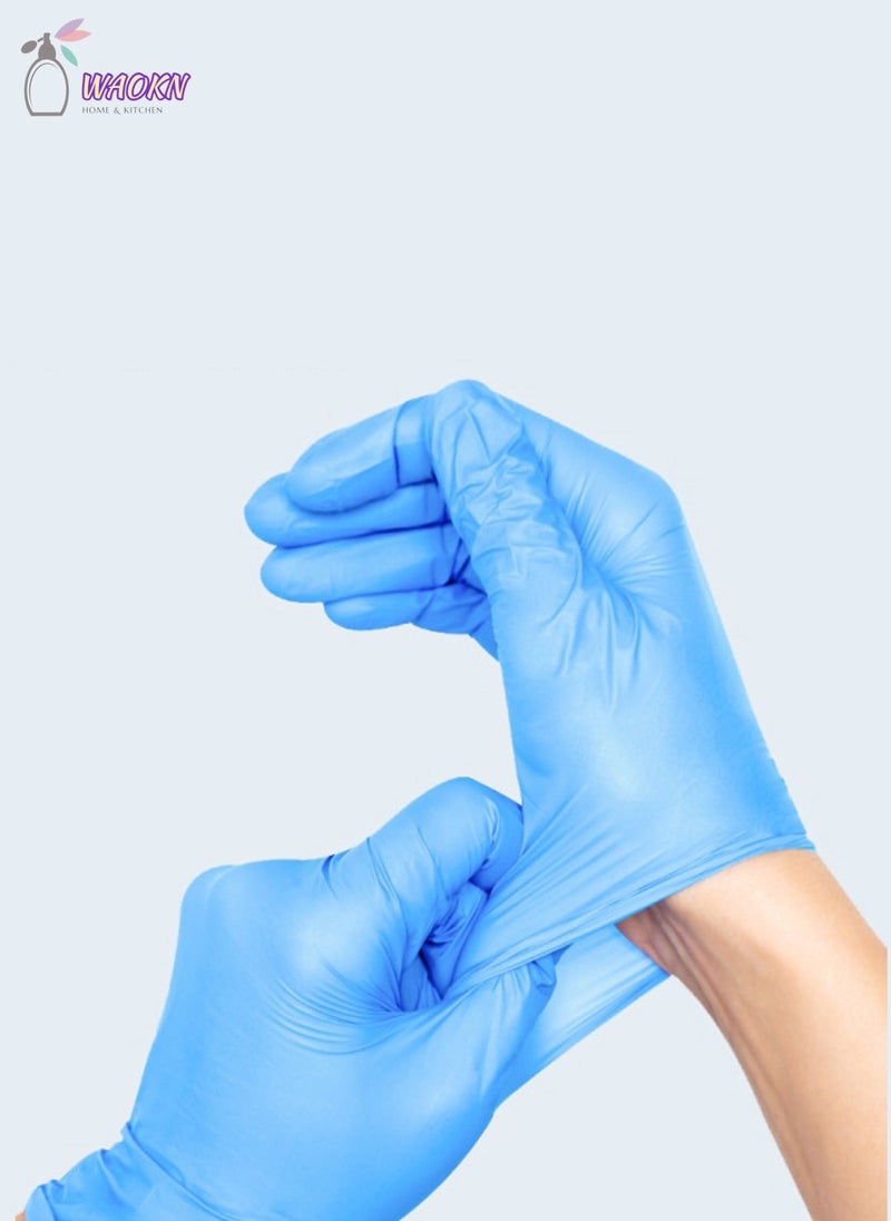 WAOKN 100-Piece Disposable Pure Nitrile Exam Gloves Food Grade Protective Gloves Powder Free Latex Free non-sterile Ambidextrous Cleaning & Cooking Gloves Blue - Image 2