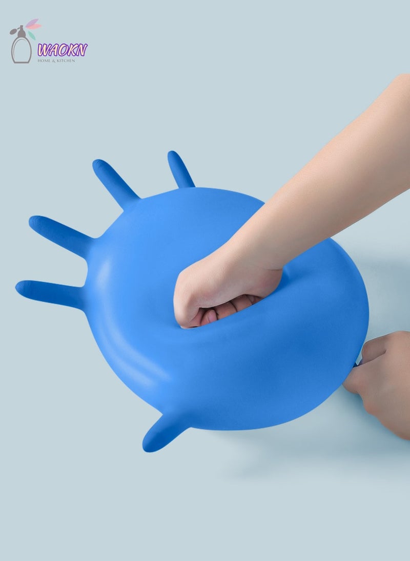 WAOKN 100-Piece Disposable Pure Nitrile Exam Gloves Food Grade Protective Gloves Powder Free Latex Free non-sterile Ambidextrous Cleaning & Cooking Gloves Blue - Image 3