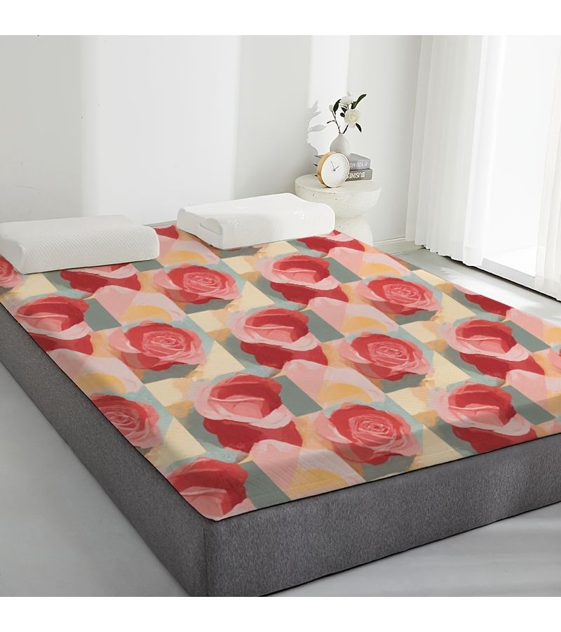 فراش رقيق مطبوع رقميًا بنقوش زهرية، مقاس 90×190×3.4 سم، خفيف الوزن وموفر للمساحة، مثالي لغرفة النوم، سكن الطلاب، والترفيه في الهواء الطلق. - Image 5
