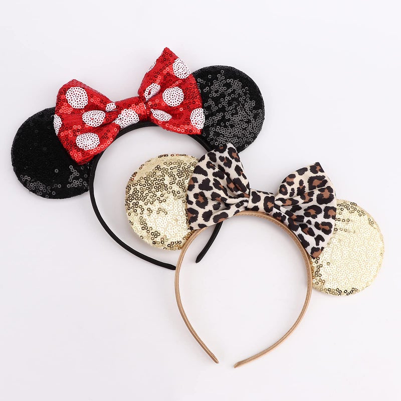 DRESHOW Mouse Ears Bow Headbands Glitter Party Decoration Cosplay Costume for Women - Image 5