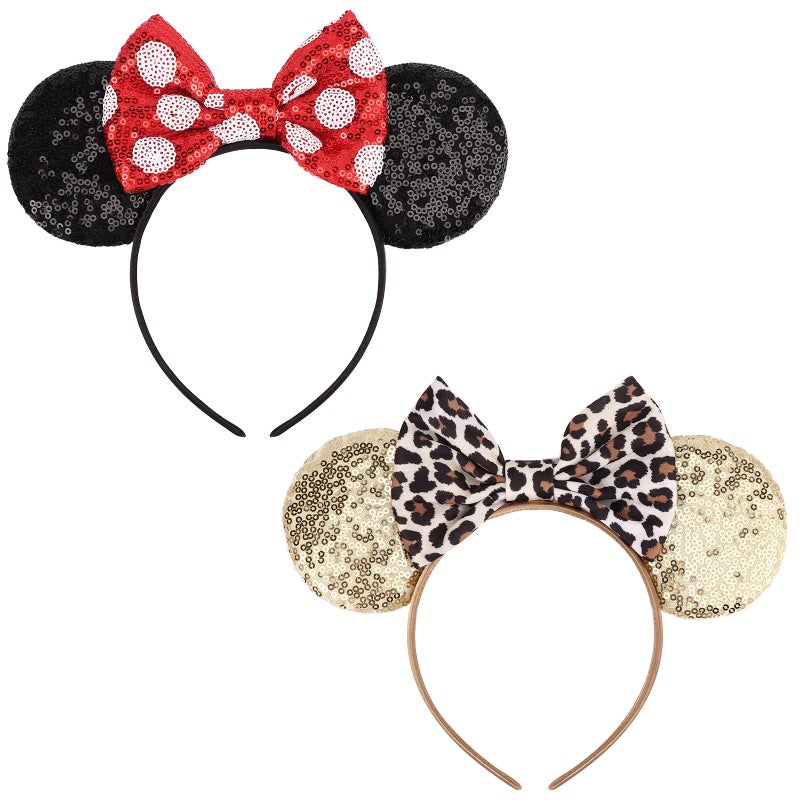 DRESHOW Mouse Ears Bow Headbands Glitter Party Decoration Cosplay Costume for Women - Image 1