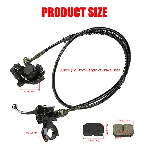 GREHUA Upgraded Mini Bike Hydraulic Brake Kit Compatible with Baja Doodle Bug DB30 Blitz Racer Dirt Bug Predator 79cc 97cc 2.8hp Minibike Parts with Master Cylinder Caliper Pads Assembly - Image 3