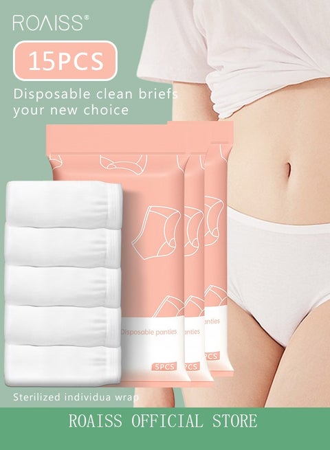 15 packs of women's disposable underwear pregnant women confinement postpartum sterile high-elastic underwear mid-waist hygienic soft underwear independent set underwear white