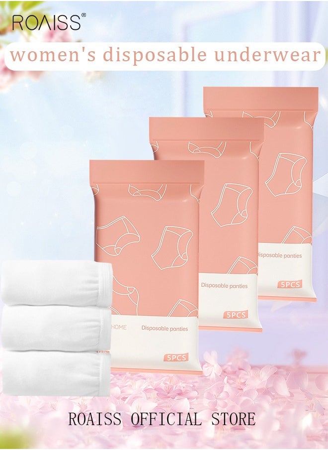roaiss - 15 packs of women's disposable underwear pregnant women confinement postpartum sterile high-elastic underwear mid-waist hygienic soft underwear independent set underwear white - Image 1