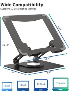 Ergonomic desk computer riser, laptop stand with 360° rotating base, foldable laptop mount, adjustable height, multi-angle, and stable metal holder for notebook PCs ranging in size from 10.6" to 15.6". - pzsku/ZE63A1710F37722D16E86Z/45/_/1739890971/472299ec-a3d0-4d00-b8c3-d59d465a1a09