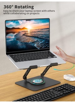 Ergonomic desk computer riser, laptop stand with 360° rotating base, foldable laptop mount, adjustable height, multi-angle, and stable metal holder for notebook PCs ranging in size from 10.6" to 15.6". - pzsku/ZE63A1710F37722D16E86Z/45/_/1739891033/63e21d91-3d96-420e-ab97-7e34a942c837