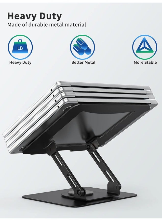 Zimtal Ergonomic desk computer riser, laptop stand with 360° rotating base, foldable laptop mount, adjustable height, multi-angle, and stable metal holder for notebook PCs ranging in size from 10.6" to 15.6". - Image 4
