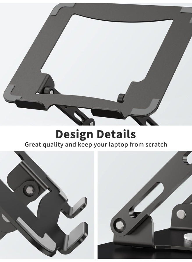 Zimtal Ergonomic desk computer riser, laptop stand with 360° rotating base, foldable laptop mount, adjustable height, multi-angle, and stable metal holder for notebook PCs ranging in size from 10.6" to 15.6". - Image 5