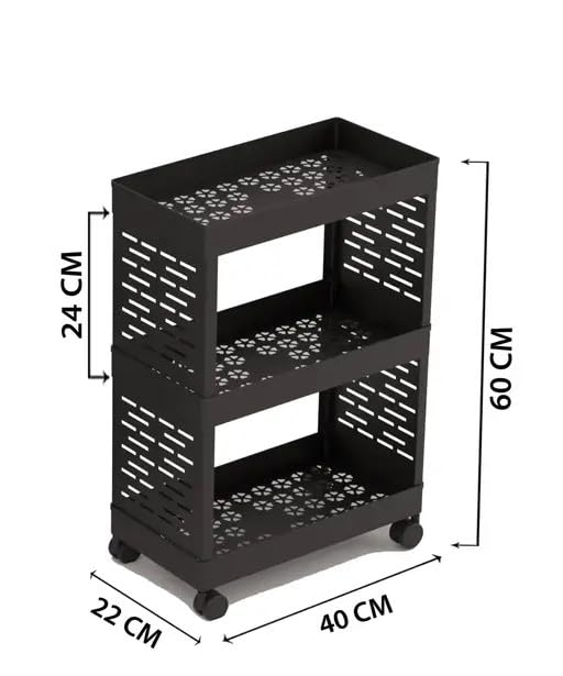 MASHUR FAB Kitchen Storage Trolley | 3-Layer Plastic Rack with Wheels for Vegetables, Fruits & Daily Essentials - Image 2