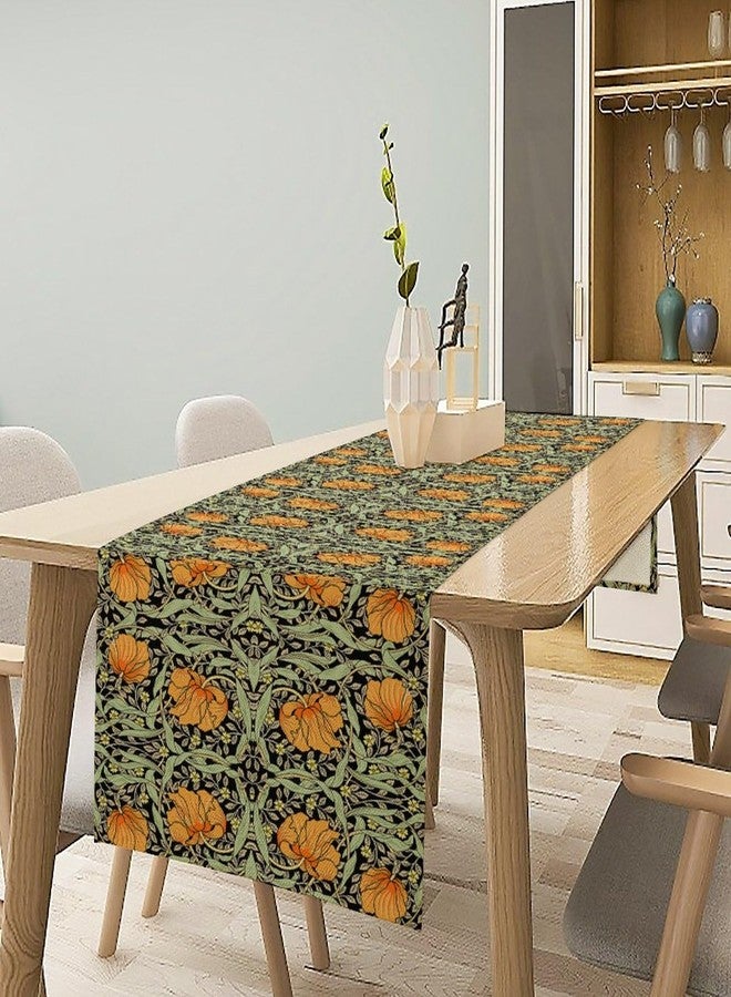 YSWOW William Morris Vintage Floral Table Runner Farmhouse Sage Green Orange Art Printed Dinner Runner for Home Kitchen Dining Table Decor Fabric 1 Panel W13xL60in - Image 5