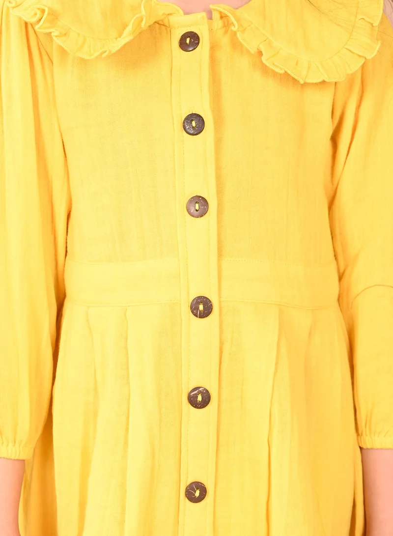 ليل بيكس Light Yellow Fit n Flare Dress for Girls