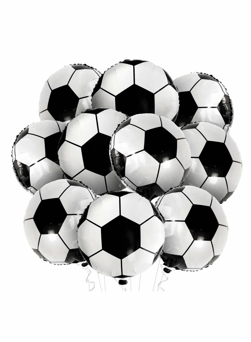 Football Balloons for Football Party Decoration, 18 Inch Foil Football Balloons, 4D Round Football Balloons for Football Themed Birthday Party Supplies, World Cup Decorations (Pack of 10) - Image 1