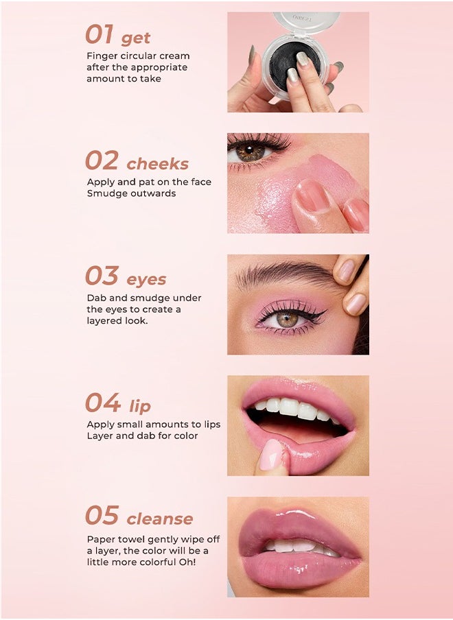 Cheek and Lip Balm - Multi Use Natural Glossy Long Lasting Black Magic Color Changing Blush with Temperature for Cheek Lips