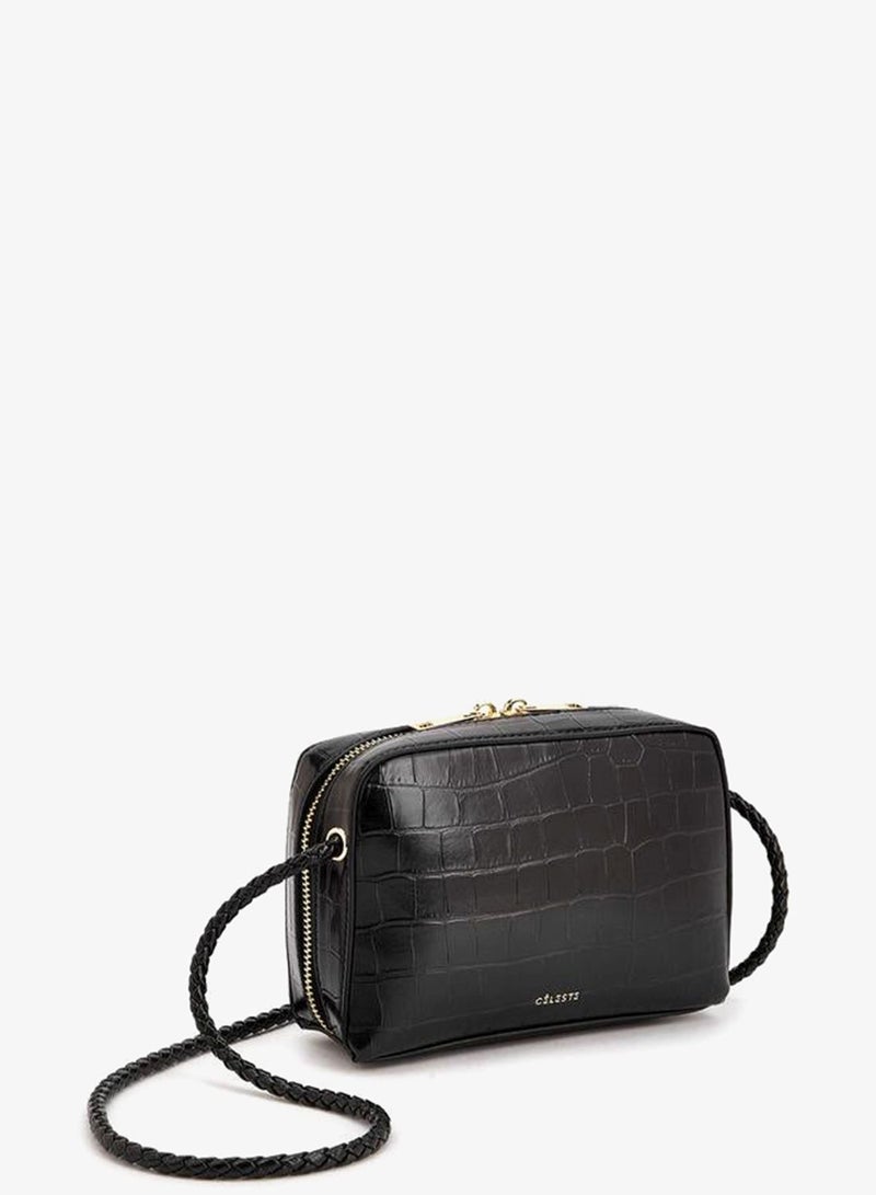 Celeste Textured Crossbody Bag With Zip Closure - Image 3