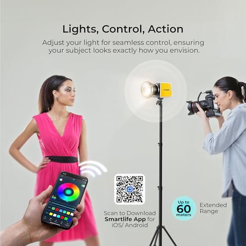 DIGITEK® (DCL-100 WBC) 100W Bi-Color Continuous LED Light with Mini Bowen Mount & Reflector, 2700K-6500K+200 Color Temp, 20FX Modes, 97+ CRI, 0-100% Brightness, APP Control, Lighting for Videography - Image 5