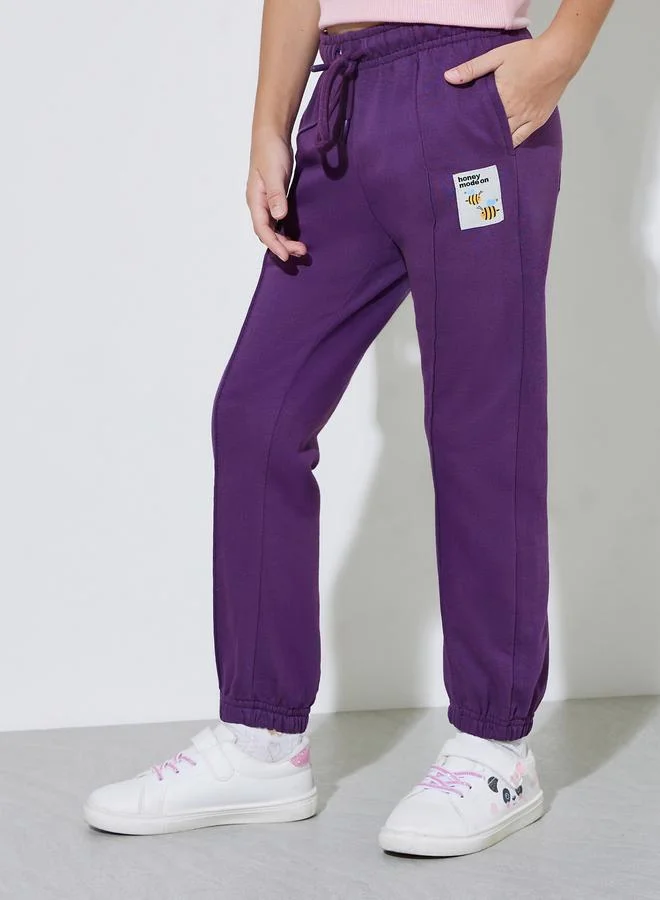 Styli Girls Purple Pintuck Detail Patchwork Joggers