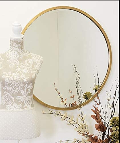 Quality Mirrors Quality Mirrors Round Wooden Decorative Big Large Royal Modern Round Wall Mount Mirror 24 x 24 inches Silver Framed  - Image 3