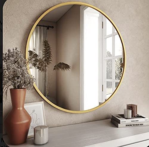 Quality Mirrors Quality Mirrors Round Wooden Decorative Big Large Royal Modern Round Wall Mount Mirror 24 x 24 inches Silver Framed  - Image 1