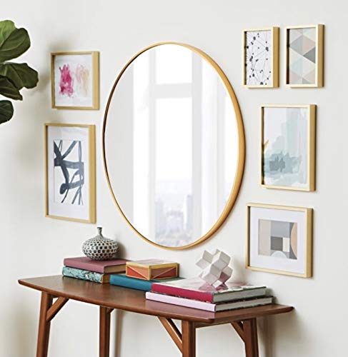 Quality Mirrors Quality Mirrors Round Wooden Decorative Big Large Royal Modern Round Wall Mount Mirror 24 x 24 inches Silver Framed  - Image 5