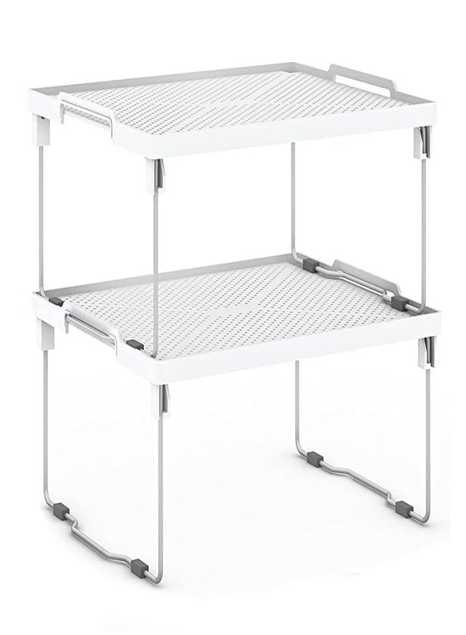 يو إم إس منظم أرفف مطبخ من ums، رف فريزر قابل للتكديس، منظم صناديق للخزائن، رافع أرفف، رف تخزين عملي للتوابل، رافع أرفف للثلاجة (12 × 11 بوصة)، عبوة من قطعتين - Image 1