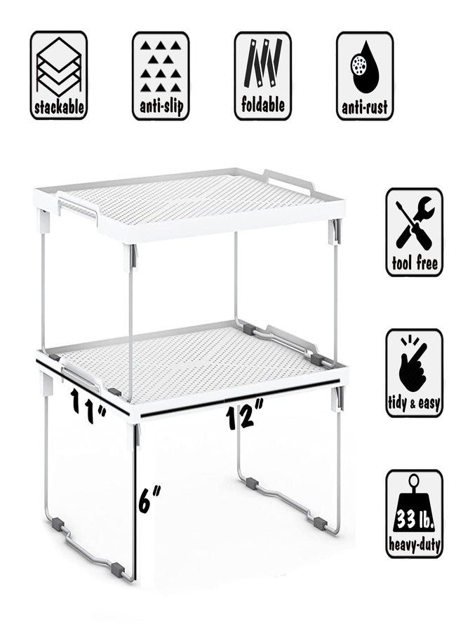يو إم إس منظم أرفف مطبخ من ums، رف فريزر قابل للتكديس، منظم صناديق للخزائن، رافع أرفف، رف تخزين عملي للتوابل، رافع أرفف للثلاجة (12 × 11 بوصة)، عبوة من قطعتين - Image 3